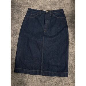 FRAME Le Italien Denim Midi Skirt Dark Wash zip Fly Size 29